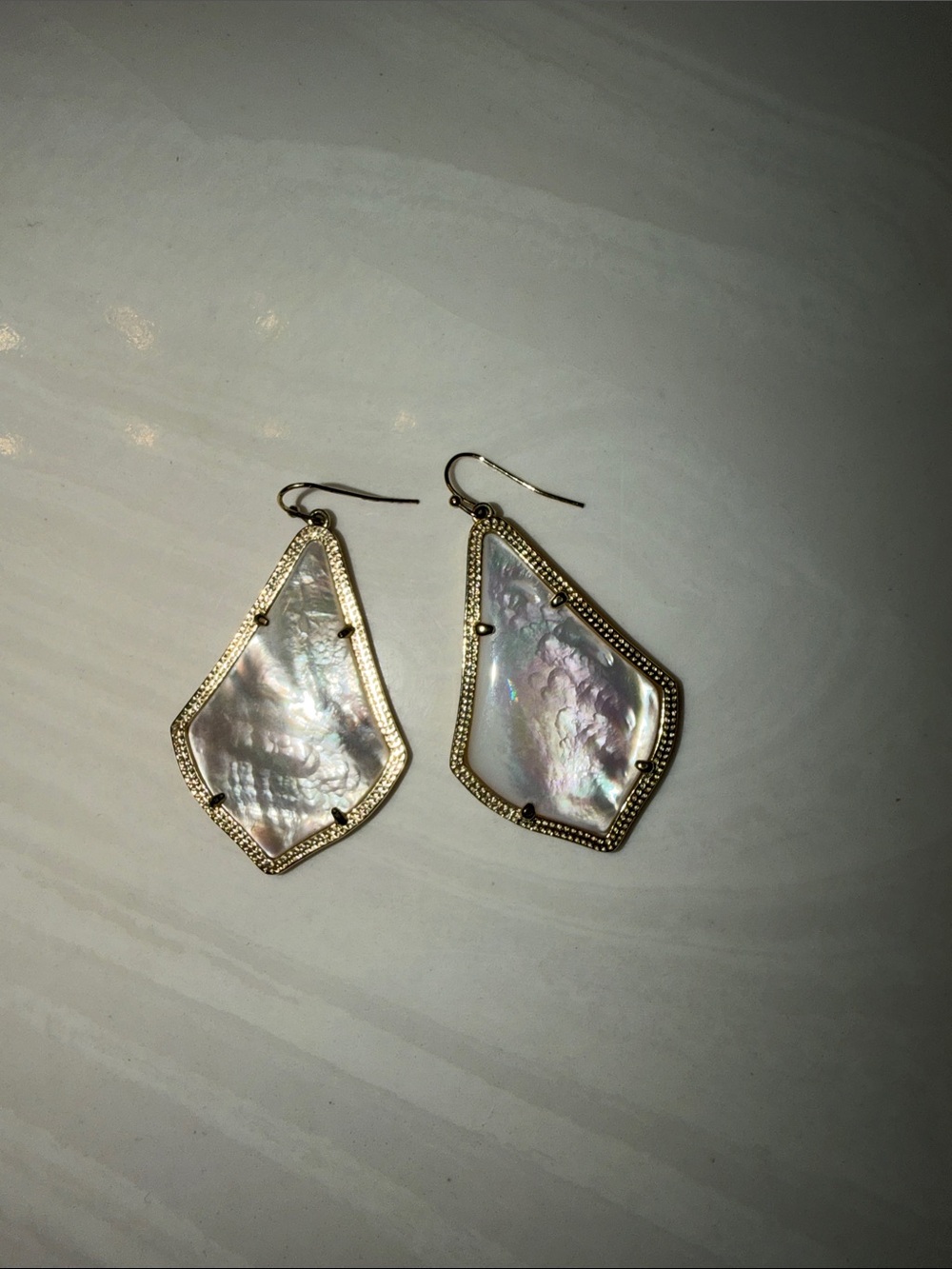 Gold-Trim Iridescent Mother-of-Pearl Drop Earrings Kendra Scott